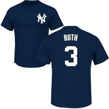 Babe Ruth Name & Number T-Shirt - Navy