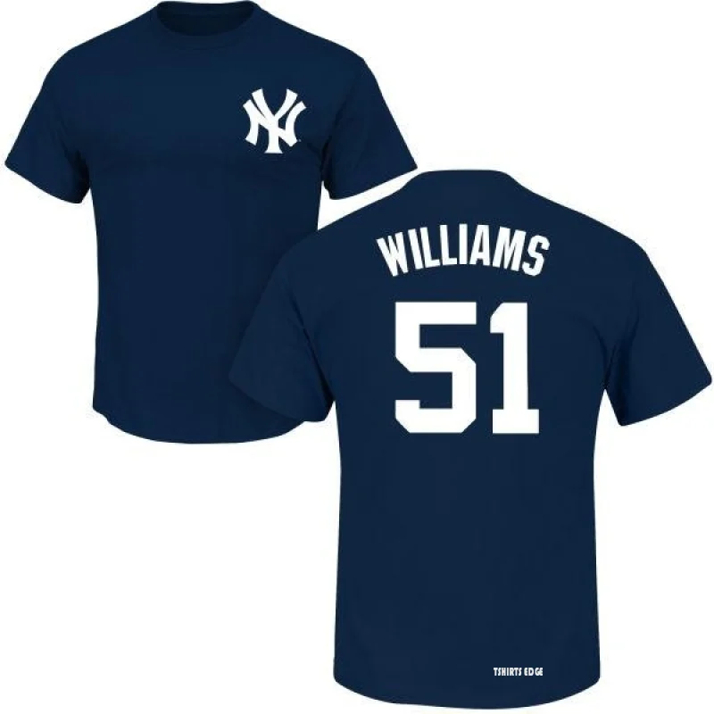 Bernie Williams Name & Number T-Shirt - Navy - Tshirtsedge