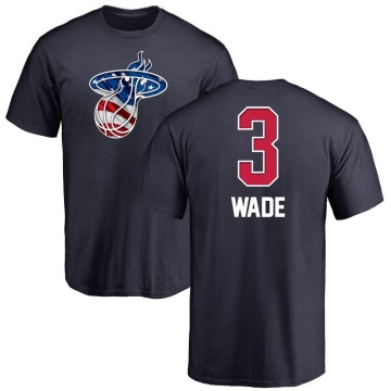 Dwyane Wade Name and Number Banner Wave T-Shirt - Navy