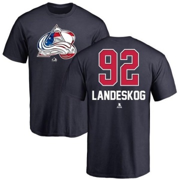 Gabriel Landeskog Name and Number Banner Wave T-Shirt - Navy