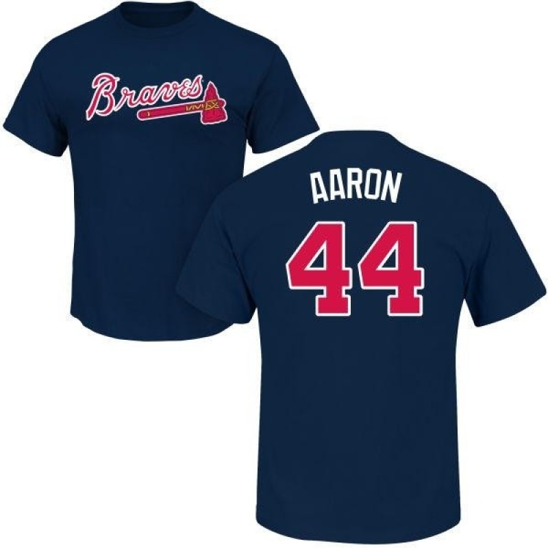 Hank Aaron Name & Number T-Shirt - Navy - Tshirtsedge