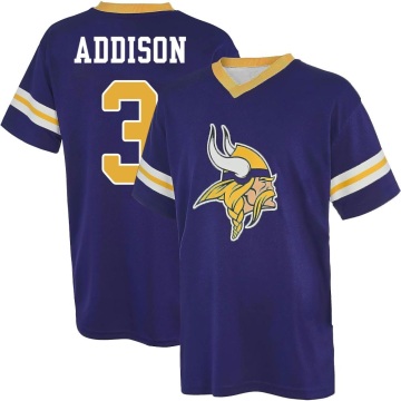 Jordan Addison Name & Number Game Day V-Neck T-Shirt - Purple