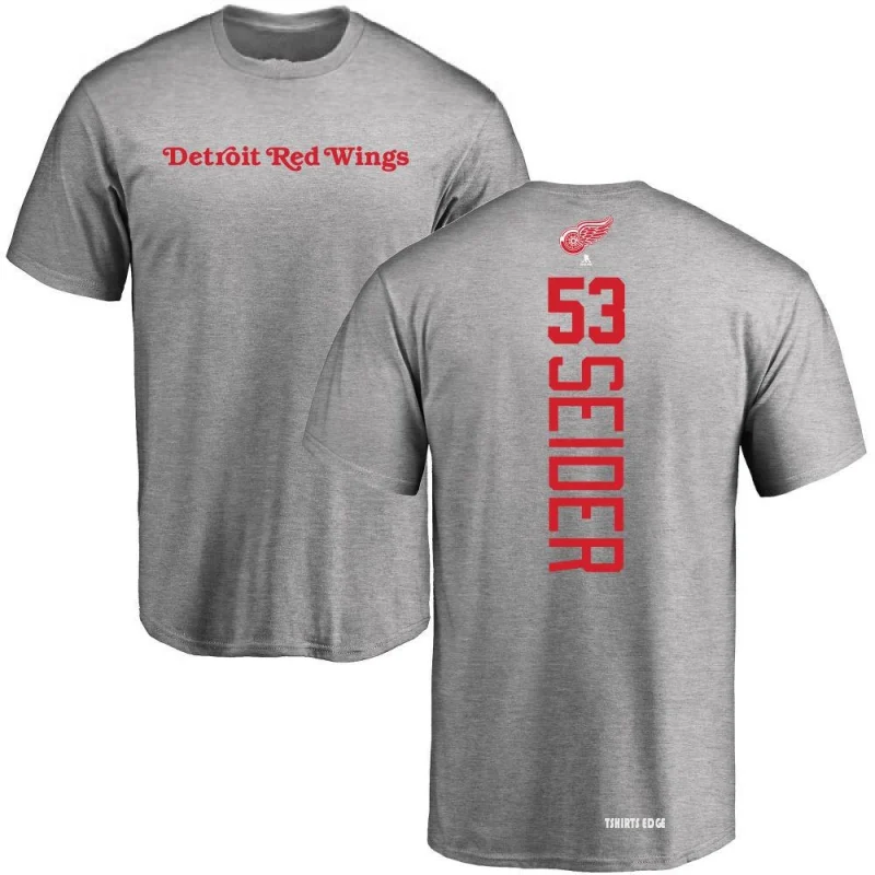 Men's Moritz Seider Detroit Red Wings Backer T-Shirt - Ash