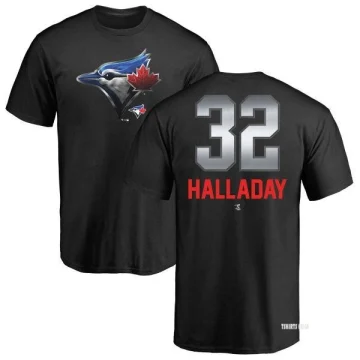 Roy Halladay Name and Number Banner Wave T-Shirt - Black - Tshirtsedge
