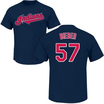 Shane Bieber Name & Number T-Shirt - Navy