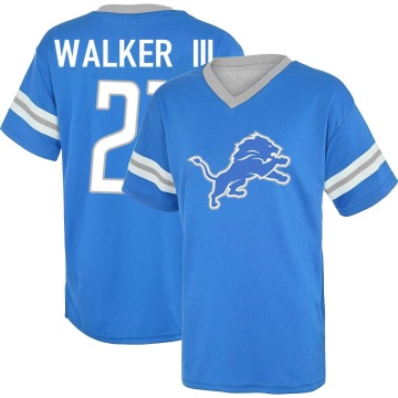 Tracy Walker III Los Name & Number Game Day V-Neck T-Shirt - Blue