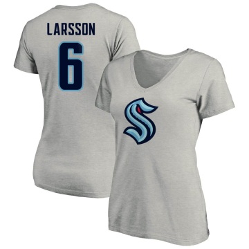 Women's Adam Larsson Name & Number V-Neck T-Shirt - Gray