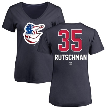 Women's Adley Rutschman Name and Number Banner Wave V-Neck T-Shirt - Navy