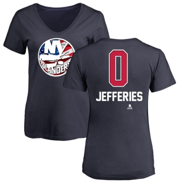 Women's Alex Jefferies Name and Number Banner Wave V-Neck T-Shirt - Navy