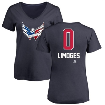 Women's Alex Limoges Name and Number Banner Wave V-Neck T-Shirt - Navy