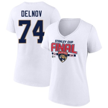 Women's Alexander Delnov 2023 Stanley Cup Final V-Neck T-Shirt - White