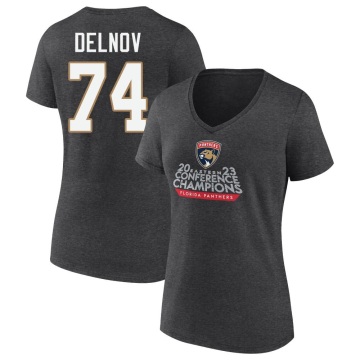 Women's Alexander Delnov Heather 2023 Eastern Conference Champions V-Neck T-Shirt - Charcoal