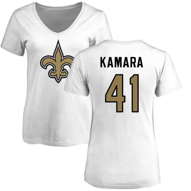 Women's Alvin Kamara Name & Number Slim Fit T-Shirt - White