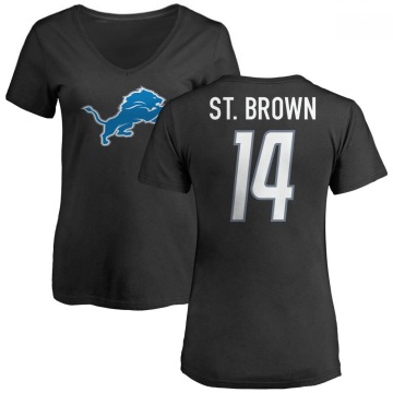 Women's Amon-Ra St. Brown Name & Number Slim Fit T-Shirt - Black