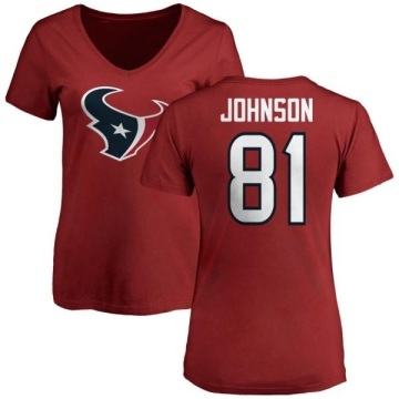 Women's Andre Johnson Name & Number Slim Fit T-Shirt - Red
