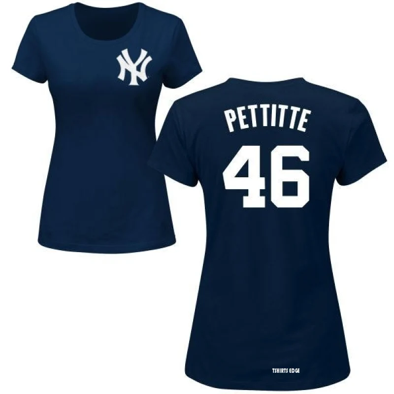 Women's Andy Pettitte Name & Number T-Shirt - Navy - Tshirtsedge