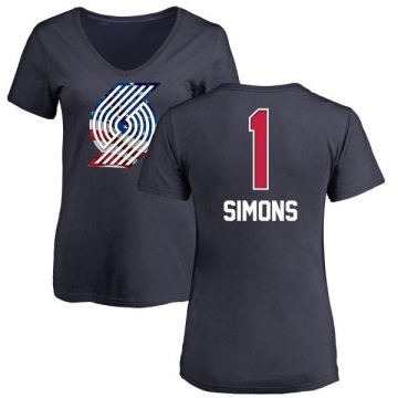 Women's Anfernee Simons Name and Number Banner Wave V-Neck T-Shirt - Navy