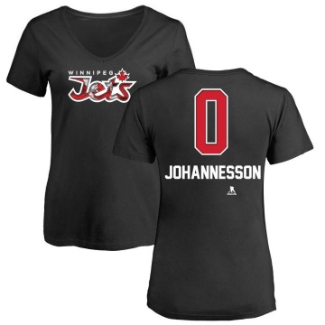 Women's Anton Johannesson Name and Number Banner Wave V-Neck T-Shirt - Black