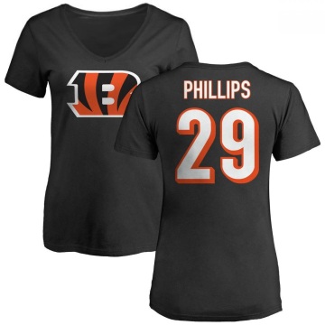 Women's Antonio Phillips Name & Number Slim Fit T-Shirt - Black