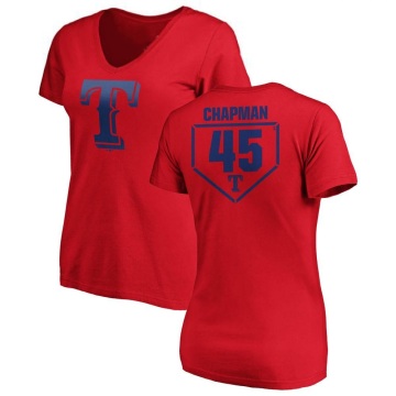 Women's Aroldis Chapman RBI Slim Fit V-Neck T-Shirt - Red