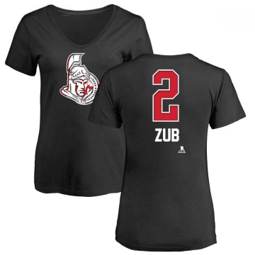 Women's Artem Zub Name and Number Banner Wave V-Neck T-Shirt - Black