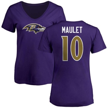 Women's Arthur Maulet Name & Number V-Neck T-Shirt - Purple