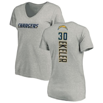 Women's Austin Ekeler Name & Number Slim Fit V-Neck T-ShirtHeather - Gray