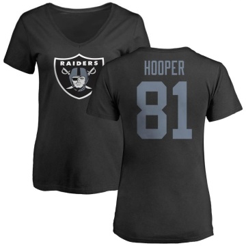 Women's Austin Hooper Name & Number Slim Fit T-Shirt - Black