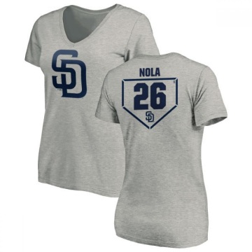 Women's Austin Nola RBI Slim Fit V-Neck T-Shirt - Heathered Gray