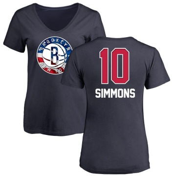 Women's Ben Simmons Name and Number Banner Wave V-Neck T-Shirt - Navy