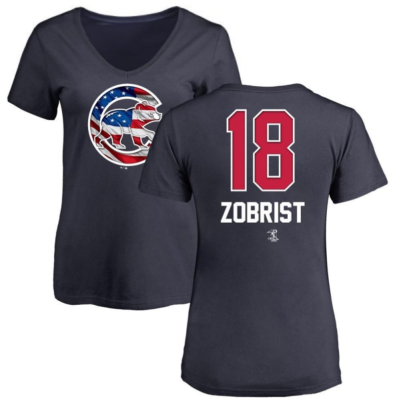 Women's Ben Zobrist Name and Number Banner Wave V-Neck T-Shirt - Navy -  Tshirtsedge