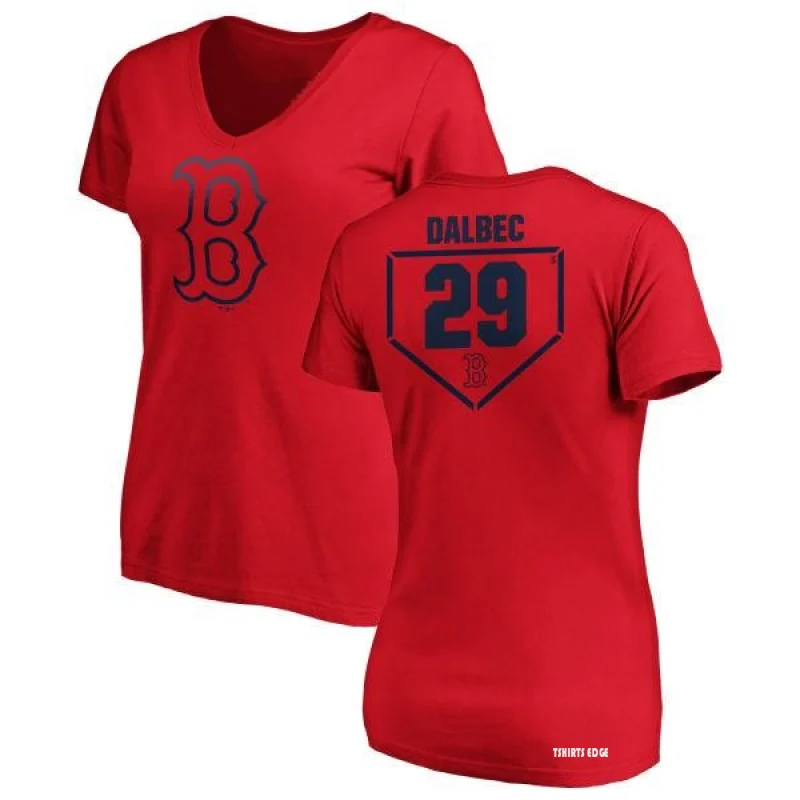 Women's Bobby Dalbec RBI Slim Fit V-Neck T-Shirt - Red - Tshirtsedge
