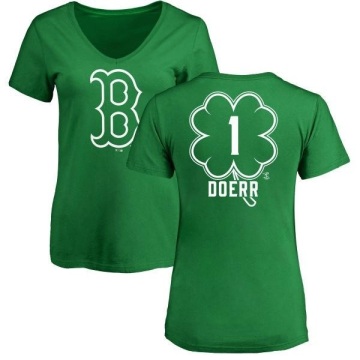 Women's Bobby Doerr Dubliner Name & Number V-Neck T-ShirtKelly - Green