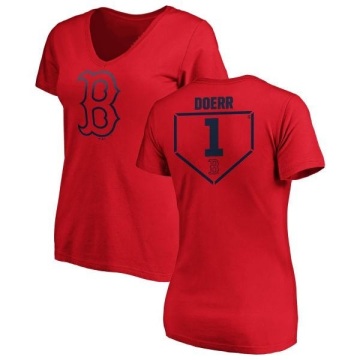 Women's Bobby Doerr RBI Slim Fit V-Neck T-Shirt - Red