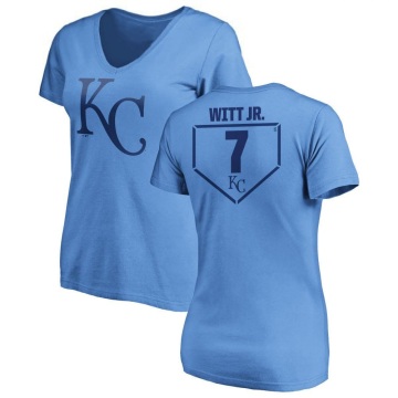 Women's Bobby Witt Jr. RBI Slim Fit V-Neck T-Shirt - Light Blue