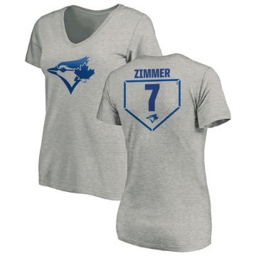 Women's Bradley Zimmer RBI Slim Fit V-Neck T-Shirt - Heathered Gray