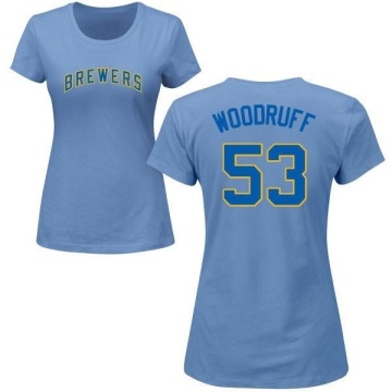 Women's Brandon Woodruff Name & Number T-Shirt - Light Blue