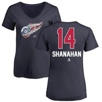 Women's Brendan Shanahan Name and Number Banner Wave V-Neck T-Shirt - Navy