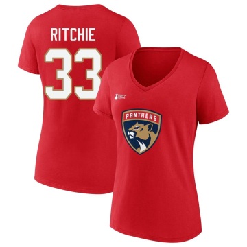 Women's Brett Ritchie 2023 Stanley Cup Final Name & Number V-Neck T-Shirt - Red