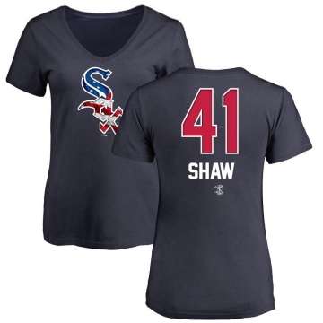 Women's Bryan Shaw Name and Number Banner Wave V-Neck T-Shirt - Navy