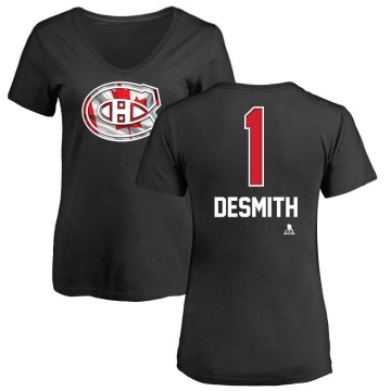 Women's Casey DeSmith Name and Number Banner Wave V-Neck T-Shirt - Black