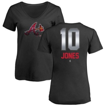 Women's Chipper Jones Midnight Mascot V-Neck T-Shirt - Black