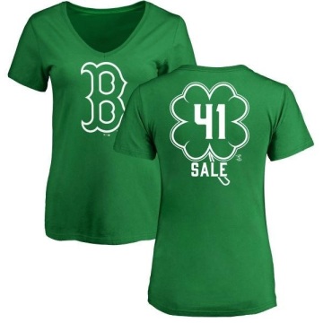 Women's Chris Sale Dubliner Name & Number V-Neck T-ShirtKelly - Green