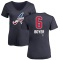 Women's Clete Boyer Name and Number Banner Wave V-Neck T-Shirt - Navy