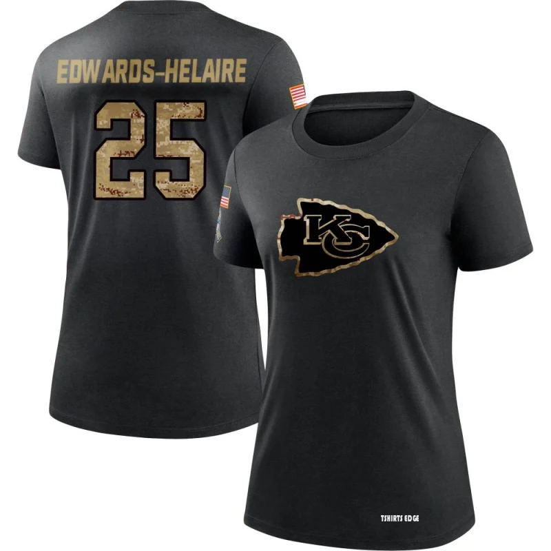 Women's Clyde Edwards-Helaire 2020 Salute To Service Performance T-Shirt -  Black - Tshirtsedge