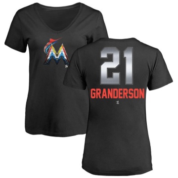 Women's Curtis Granderson Midnight Mascot V-Neck T-Shirt - Black