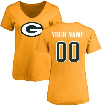 Women's Custom Name & Number Slim Fit T-Shirt - Gold