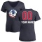 Women's Custom Name and Number Banner Wave V-Neck T-Shirt - Navy