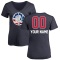 Women's Custom Name and Number Banner Wave V-Neck T-Shirt - Navy