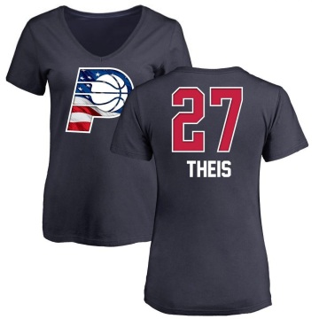 Women's Daniel Theis Name and Number Banner Wave V-Neck T-Shirt - Navy